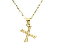 QHQQXN Collar con Colgante de Alfabeto de Oro de 18K para Mujer, Cadena de bambú de Hip Hop, Acero de Titanio, joyería Minimalista para clavícula, Regalo con Letras