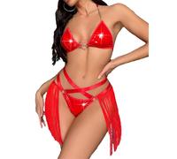 QHQQXN Conjunto de lencería Danza del Vientre Traje de Cosplay Sujetador de Tiras Transparente árabe Vestido de Reina Egipcia Traje de Prisionera Latina con Bragas de Cuello para Disfraces de