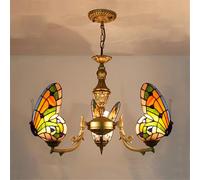 QHQQXN Contemporary Luxury Butterfly Chandelier LED American Creativity Living Room Restaurant Bedroom Villa Hotel Cafe Bar KTV Club Color Glass Pendant Light (E 8 Lights) LWX