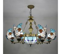 QHQQXN Contemporary Luxury Butterfly Chandelier LED American Creativity Living Room Restaurant Bedroom Villa Hotel Cafe Bar KTV Club Color Glass Pendant Light (E 8 Lights) LWX