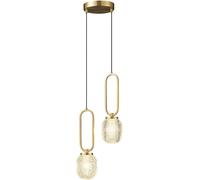 QHQQXN Copper Pendant Lamp Glass Hanging Light, G9 Lighting Fixtureard Adjustable Suspension Wire Lights,Chandelier