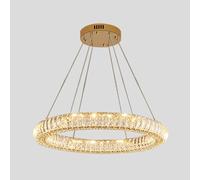 QHQQXN Crystal Glass Chandeliers Modern LED Ring Chandelier Adjustable Ceiling Light Fixtures Pendant Lighting Stainless Steel Hanging Lights,Chandelier