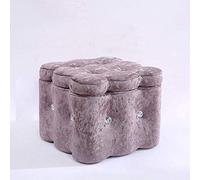 QHQQXN European Style Wooden Ottoman Pouffe Footstool with Storage Square Foot Stool for Living Room Bedroom and Study Small Bench 11.41 Inches High Gray Color