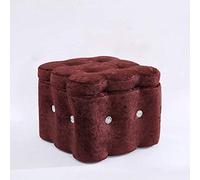 QHQQXN European Wooden Ottoman Pouffe Footstool Square Storage Foot Stool High 11.41In Brown for Living Room Bedroom Study Area