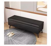 QHQQXN Extra Long Black Upholstered Storage Bench - Stylish Rectangular Foot Rest Stool for Bedroom & Living Room Ideal End of Bed Storage Solution (120CM)