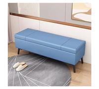 QHQQXN Extra Long Blue Upholstered Storage Bench - Stylish Rectangular Foot Rest Stool for Bedroom & Living Room 60CM End of Bed nizer Home Décor & Space Saver