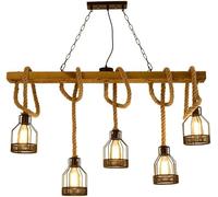 QHQQXN Farmhouse Beam Chandelier Rustic Kitchen Island Pendant Lighting Linear Desgin Industrial 5 Lights Light Fixture V-intage Ceiling Hanging Lamp,Chandelier