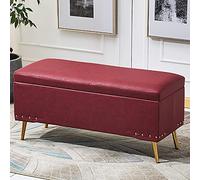 QHQQXN Faux Leather Storage Ottoman Foot Stool Bench Red 80x40x45cm Decorative Furniture with Soft Seating and Multifunctional