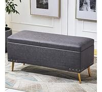 QHQQXN Faux Leather Storage Ottoman Foot Stool with Soft Seating Multifunctional Rectangle Furniture Bench for Decoration Luxurious Dark Gray Storage Bench 80x40x45cm