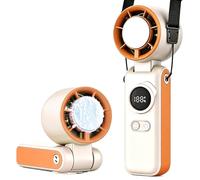 QHQQXN Feng Shui, Mini Ventilador Turbo portátil de Mano con refrigeración por Hielo semiconductor, Viento Fuerte de 5 Engranajes, Ventilador Personal Recargable de 6000 mAh, Funciona con Pilas, 15
