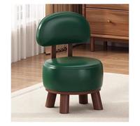 QHQQXN Footstool 13" Round Solid Wood Footrest with Soft Padded Seat ° Rotating Small Foot Stool for Living Room Stylish Green Accent