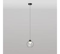 QHQQXN Glass Ball Ceiling Pendant Light Black Metal Hanging Fitting Fixture, Hight Adjustable Suspension Wire Lights, for Kitchen Island Living Room Bedroom Dining Room Chandelier Lighting