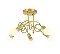 QHQQXN Glass Flush Mount Ceiling Lights,E27 Modern Industrial Copper Chandelier Lamp Gold Retro Simple Pendant Lighting Fixtures For Living Room Entryway Bedroom-Copper 5light