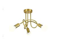 QHQQXN Glass Flush Mount Ceiling Lights,E27 Modern Industrial Copper Chandelier Lamp Gold Retro Simple Pendant Lighting Fixtures For Living Room Entryway Bedroom-Copper 5light