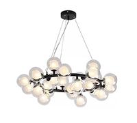 QHQQXN Glass Globe Chandelier Light Fixture Black Mid Century Modern Chandeliers Pendant Light with Globe Ball Shade Dining Room Chandelier Sputnik Ceiling Hanging Lighting for Living Room (25-Light)