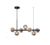 QHQQXN Glass Sputnik Chandelier Pendant Lighting 7-Light Dining Room Mid Century Modern Chandelier with Smoke Grey Glass Globe Shade Ceiling Hanging Light for Living Room Farmhouse Bedroom Kitchen