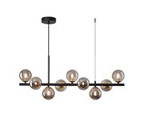 QHQQXN Glass Sputnik Chandelier Pendant Lighting 7-Light Dining Room Mid Century Modern Chandelier with Smoke Grey Glass Globe Shade Ceiling Hanging Light for Living Room Farmhouse Bedroom Kitchen