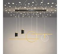 QHQQXN Gold Chandelier Lighting 41W Dimmable Dining Room Chandelier Ceiling Light with LED Ring & Classic Starry Sky Design, Modern Linear Hanging Light for Bedroom Living Dining Room (Gold)