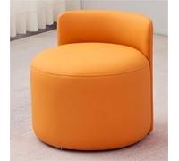 QHQQXN Gray Upholstered Round Rest Vanity Stool with Foot Rest - Multifunctional Coffee Table Seat for Bedroom or Dorm Room Decor