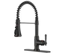 QHQQXN Grifo de Cocina Antiguo con rociador desplegable, Bronce de Caucho aceitado, Arco Alto, Grifo de Fregadero de Resorte Vintage de una Sola manija, 1 o 3 Orificios para llenado de ollas, Camper
