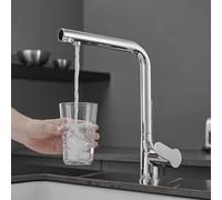 QHQQXN Grifo de Cocina de 3 vías con Manguera extraíble Grifo de Cocina Cromado de Agua 3 en 1 con Grifo Giratorio extraíble