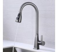 QHQQXN Grifo de Cocina de 3 vías con Manguera extraíble, grifos Monomando de Cocina con Cuello de Cisne Gris, grifos para el hogar