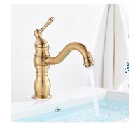 QHQQXN Grifo de Lavabo Antiguo de latón con una Sola manija, Montaje en Cubierta Giratorio de 360 Grados, Grifo para Lavabo de baño, Grifo Mezclador frío y Caliente, grúa para Fregadero (Cromo