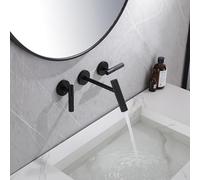 QHQQXN Grifo Mezclador de baño Grifo de Lavabo montado en la Pared Grifos mezcladores de Lavabo de Doble Palanca de latón Grifo de Lavabo de baño, Grifos para el hogar Negros