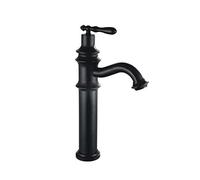 QHQQXN Grifo para Lavabo de baño de Cuerpo Alto, Grifo Monomando con un Orificio para Lavabo de Bronce frotado con Aceite, grifos mezcladores de Agua fría y Caliente para Lavabo Antiguo, Montaje en