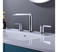 QHQQXN Grifos de baño mezcladores de Doble manija, grifos de 3 Orificios para Lavabo de baño, Grifo Mezclador de Oro Pulido, grifos domésticos de Agua fría y Caliente