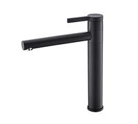 QHQQXN Grifos mezcladores para Lavabo de baño Negros, Grifo Monomando de encimera Alta con un Solo Orificio, Grifo Mezclador para Lavabo, caño Giratorio de 360 °, Grifo para Lavabo de latón