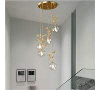 QHQQXN Hanging Lamp, Crystal Spiral Staircase Glass Ball Chandelier Luxury Bird Decoration, Luxury