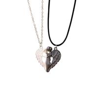 QHQQXN HHRLCH Collar de Abrazo de Plata de Ley 925 para Hombres y Mujeres, Collar de Perro de Abrazo, Abrazo de Madre e Hijo, Colgante de alas de ángel de Abrazo, Collar de Besos de Dos Manos,