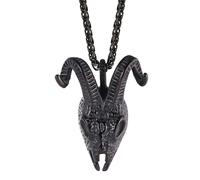 QHQQXN HHRLCH Collar de Calavera para Hombre, Colgante de Cabeza de Calavera de Cabra de Plata de Ley 925, Collar con Colgante de Esqueleto de Calavera de Hip Hop, Collar Memento Mori, Medallón Pirata
