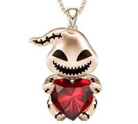 QHQQXN HHRLCH Collar de Calavera para Hombre Plata de Ley 925 Colgante de Calavera de Cristal Punk Amor Malvado Collar de Demonio Corazón Hip Hop Punk Collar Bohemio Memento Mori Medallón Pirata