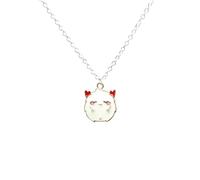QHQQXN HHRLCH Collar de Fantasma de Plata de Ley 925 para Mujeres y Hombres, Mejor Amigo, Lindo Dibujo Animado, espíritu del Diablo, Amistad, Pareja, Colgante, Collar de Cinta de Fantasma, Collar de