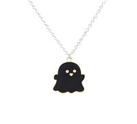 QHQQXN HHRLCH Collar de Fantasma de Plata de Ley 925 para Mujeres y Hombres, Mejor Amigo, Lindo Dibujo Animado, espíritu del Diablo, Amistad, Pareja, Colgante, Collar de Cinta de Fantasma, Collar de