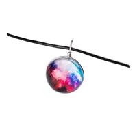QHQQXN HHRLCH Collar de Planeta de Plata de Ley 925 para Mujeres y Hombres, Collar de Galaxia del Universo Espacial, Colgante de Bola de Cristal con Estrellas, Collar de Cadena de Cuero con patrón de