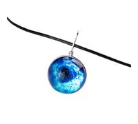 QHQQXN HHRLCH Collar de Planeta de Plata de Ley 925 para Mujeres y Hombres, Collar de Galaxia del Universo Espacial, Colgante de Bola de Cristal con Estrellas, Collar de Cadena de Cuero con patrón de