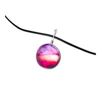QHQQXN HHRLCH Collar de Planeta de Plata de Ley 925 para Mujeres y Hombres, Collar de Galaxia del Universo Espacial, Colgante de Bola de Cristal con Estrellas, Collar de Cadena de Cuero con patrón de
