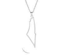 QHQQXN HHRLCH Collar de Plata de Ley 925 con Colgante de Israel para Mujeres y Hombres, Collar con Colgante de Mapa de Israel, Collar de geografía terrestre para patriotas