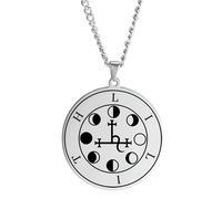 QHQQXN HHRLCH Collar de Plata de Ley 925 con Fase Lunar de brujería para Mujer, Collar con Colgante de Triple Luna, Amuleto de Sello de Lilith, Collar de Luna Creciente en Plata, joyería de Luna para