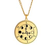QHQQXN HHRLCH Collar de Plata de Ley 925 con Fase Lunar de brujería para Mujer, Collar con Colgante de Triple Luna, Amuleto de Sello de Lilith, Collar de Luna Creciente en Plata, joyería de Luna para
