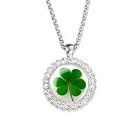 QHQQXN HHRLCH Collar de Plata de Ley 925 con Hoja Verde para Mujeres y niñas, Collar con Colgante de trébol de Hoja de trébol Orgulloso, Collar con Colgante de Hierba de la Suerte, Collar con Forma