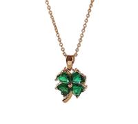 QHQQXN HHRLCH Collar de Plata de Ley 925 con Hojas Verdes para Mujeres y niñas, Collar con Colgante de Amuleto, Trébol de la Suerte Verde, Hojas Verdes, Hojas de Plantas, Collar Corto Verde
