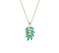 QHQQXN HHRLCH Collar de Plata de Ley 925 con Hojas Verdes para Mujeres y niñas, Collar de Hojas Verdes, Colgante de trébol de Cuatro Hojas, Hojas Verdes