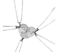 QHQQXN HHRLCH Collar de Plata de Ley 925 con Pieza de Rompecabezas para Mujeres y Hombres, Collar con Colgante de corazón de Amor de 2/3/4/5/6 Piezas, Collar de Rompecabezas del Milenio, Collar de