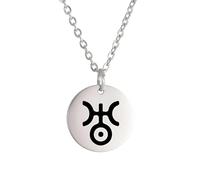QHQQXN HHRLCH Collar de Plata de Ley 925 para Mujeres y Hombres, Amuleto con símbolo del Planeta, Collar pequeño con dijes, Júpiter, Saturno, Plutón, símbolos alquímicos, Collar de Oro Saturno