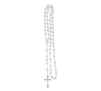 QHQQXN HHRLCH Collar de Rosario religioso de Plata de Ley 925 para Mujeres y Hombres - 1 Pieza de Cruz católica Colgante de Rosario religioso Redondo Collar de Cuentas de Cristal Virgen María