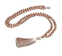 QHQQXN HHRLCH Collar de Rosario religioso de Plata de Ley 925 para Mujeres y Hombres - Cuentas de Rudraksha anudadas Japamala Collar Pulsera Conjunto de meditación Rosario Cuentas Cruz Collar